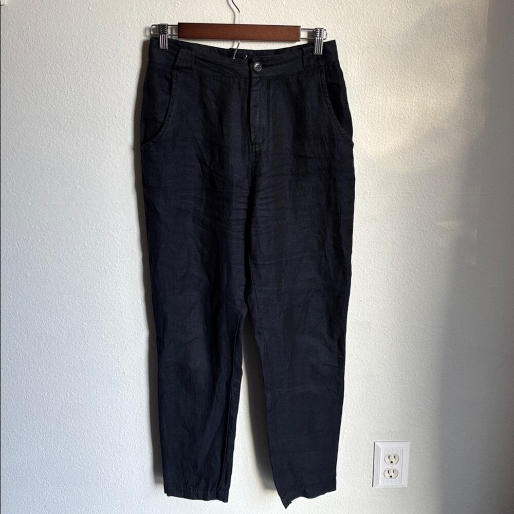 POETRY Linen High Waist Lagenlook Pants Dark Navy Womens  4
